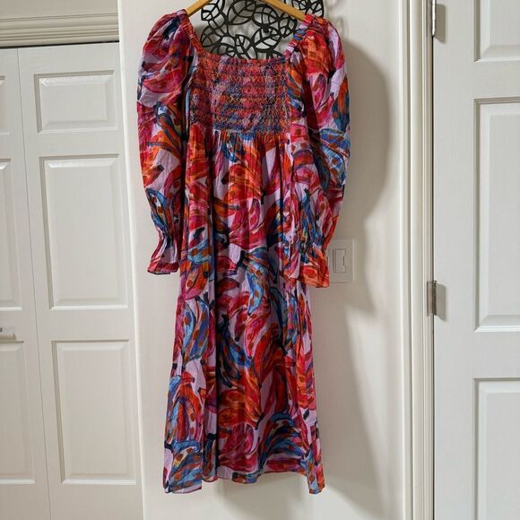 FARM Rio Bananas Smocked Long Sleeve Maxi Dress XS NWT - Picture 2 of 16